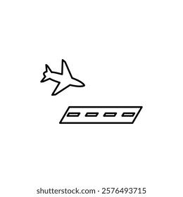 Arrivals plane icon vector outline logo sign