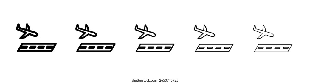 Ícone do plano de chegadas símbolo ou ilustração de contorno de vetor
