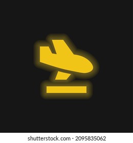 Arrivals yellow glowing neon icon