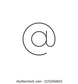 Arroba Button Sign. Containing At, Address Sign, Arobase and Email Address Related Line Icon Vector Illustration.