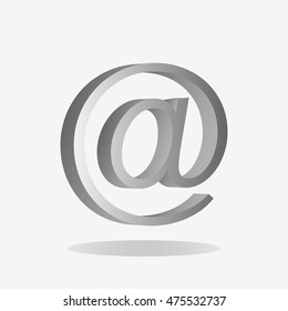 Arroba sign. 3d Vector illustration of white email icon 