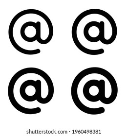 Arroba sign icon. Email address symbol concept with different line thickness styles. Vector illustration isolated on white background. EPS 10.