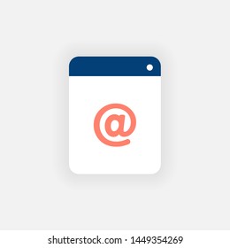 Arroba, at sign icon, mail document symbol, email address logo.