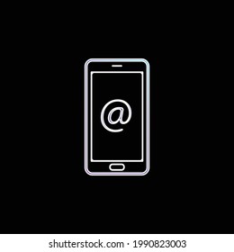 Arroba Symbol On Phone Screen blue gradient vector icon