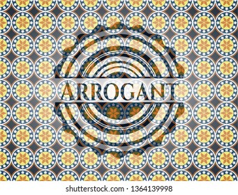 Arrogant arabic badge background. Arabesque decoration.