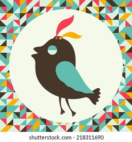 Arrogant bird with vintage background.