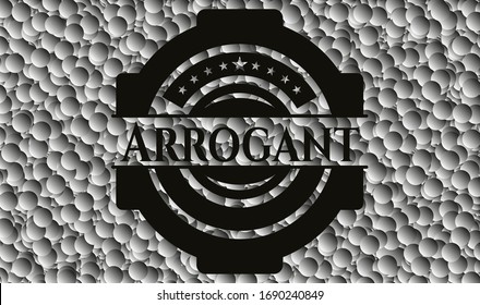 Arrogantes schwarzes Emblem mit grauem Hintergrund. Jahrgang. Vektorillustration Illustration. Detaillierte Angaben.