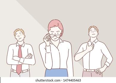 Arrogant business people. Hand drawn style vector design illustrations.