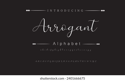 Arrogant Elegant Font Uppercase Lowercase and Number. Classic Lettering Minimal Fashion Designs. Typography modern serif fonts regular decorative vintage concept. vector illustration