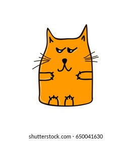 Arrogant funny orange cat. Vector illustration.