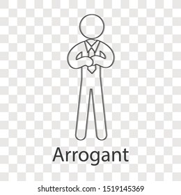 Arrogant icon concept on transparency background. Human emotion creative design. Line vector illustration use for your project.