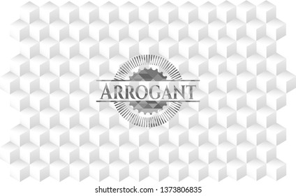 Arrogant realistic grey emblem with cube white background