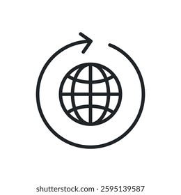 Arround world thin line icons. Perfect pixel on transparent background