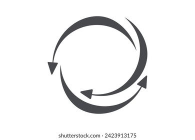Arrow in a 360-degree circle. Signs with arrows to indicate the rotation or panoramas to 360 degrees. Virtual reality icons. vector 