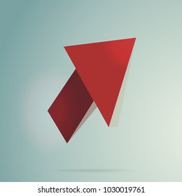 Arrow 3d icon on gradient background with realistic shadow. Vector illustration. Red modern sign. Cool object for print, web and application. Creative button design.