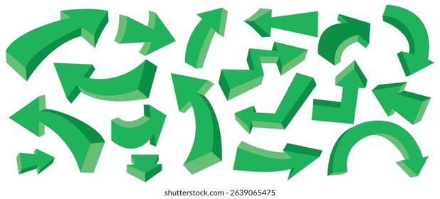 Arrow 3d set, vector illustration, sign