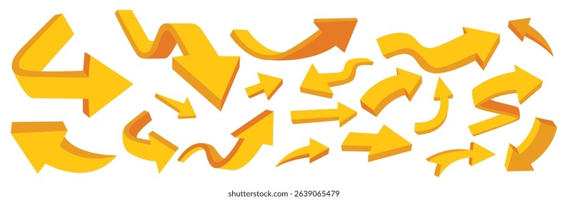 Arrow 3d set, vector illustration, sign