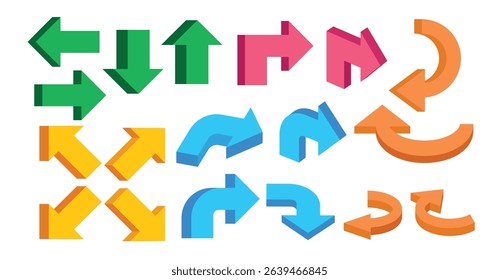 Arrow 3d set, vector illustration, sign	
