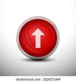 Up Arrow in 3D Shiny Red Keys for web Icons, Education Icons and Punctuation Icons. Vector Illustration