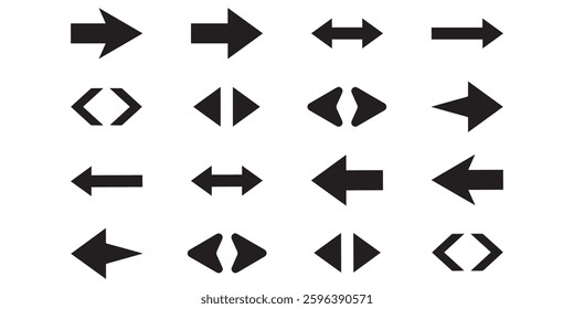 arrow 3d style curved direction vector logo sign icon set. black icons symbol up down set graphics right circle. eps line shap button web design with isolated on white background. 