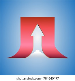 arrow 3d through on a red background