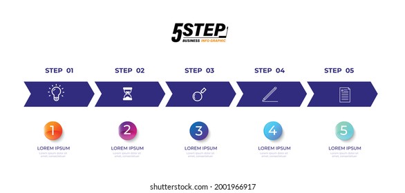 arrow and 5 step  function and element  info-Graphics business chart