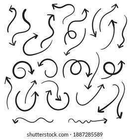 Arrow abstract doodle set hand drawn or writing design style vector illustration 