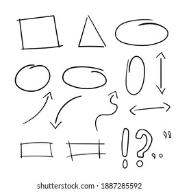 Arrow abstract doodle set hand drawn or writing design style vector illustration 