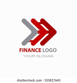 Arrow abstract finance logo template elements red gray
