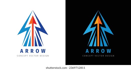 Arrow abstract logo design. Business strategy concept sign. Investment icon. Development progress symbol. Vector illustration. 