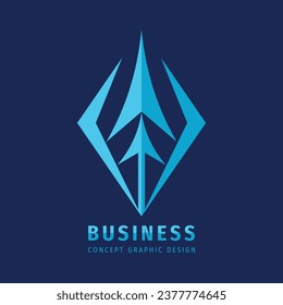 Arrow abstract logo design. Business strategy concept sign. Investment icon. Development progress symbol. Vector illustration. 