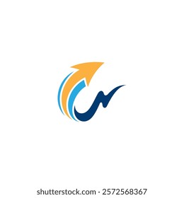 arrow abstract logo with letter c in flat design style