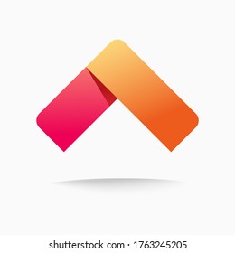 Arrow up abstract logo vector red orange gradient color design or concept of smart home house technology brand logotype, idea of triangle or letter a trendy modern identity isolated on white