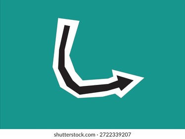 Flecha en estilo abstracto con trazos de borde blanco