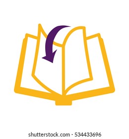 arrow and academic book icon over white background. vector illustration