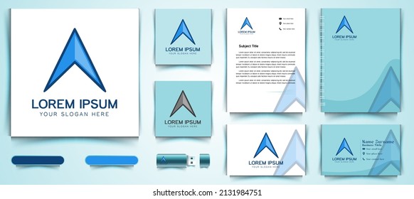 Logo und Vorlage für die Markenbezeichnung "Visitenkarte" für die Pfeil-Abenteuerkarte Designs Inspiration einzeln auf weißem Hintergrund