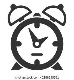 Arrow alarm clock with two bells - icon, illustration on white background, glyph style