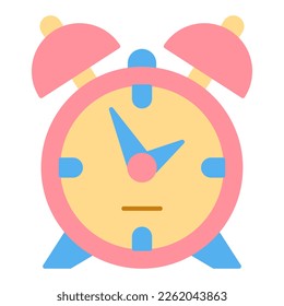 Arrow alarm clock with two bells - icon, illustration on white background, flat color style