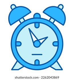 Reloj de alarma de flecha con dos campanas - icono, ilustración sobre fondo blanco, estilo similar