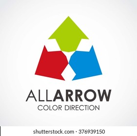 Arrow all direction of rainbow abstract vector and logo design or template colorful cursor business icon of company identity symbol concept