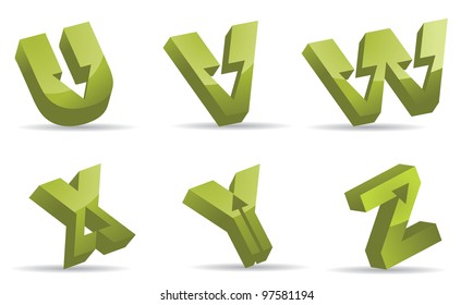 Arrow alphabet letters icon symbol set EPS 8 vector, grouped for easy editing. No open shapes or paths.