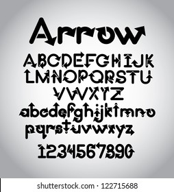 Arrow Alphabet A through Z, upper and lower case, numbers