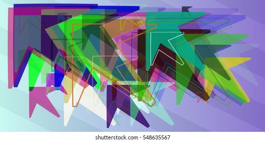 arrow among modern arrangement, vibrant multicolor with type.