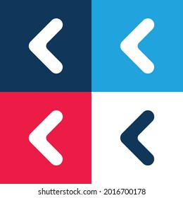 Arrow Angle Pointing To Left blue and red four color minimal icon set
