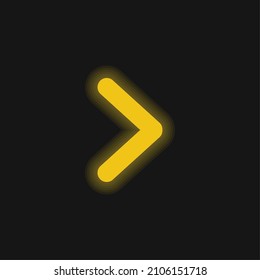 Arrow Angle Pointing To Right yellow glowing neon icon
