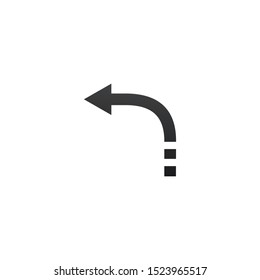 Arrow angle turning to left icon. Flat style design. vector illustration isolated on white background.