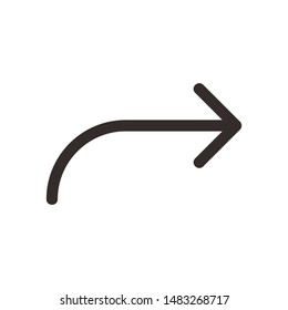 Arrow angle turning to right icon. Flat style design