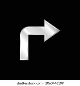 Arrow Angle Turning To Right silver plated metallic icon