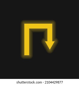 Arrow Angles Symbol yellow glowing neon icon