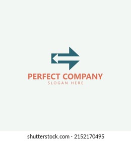 Arrow with another negative space arrow vector logo. Back and forth. Logo for brand, company, corporation, and product.
